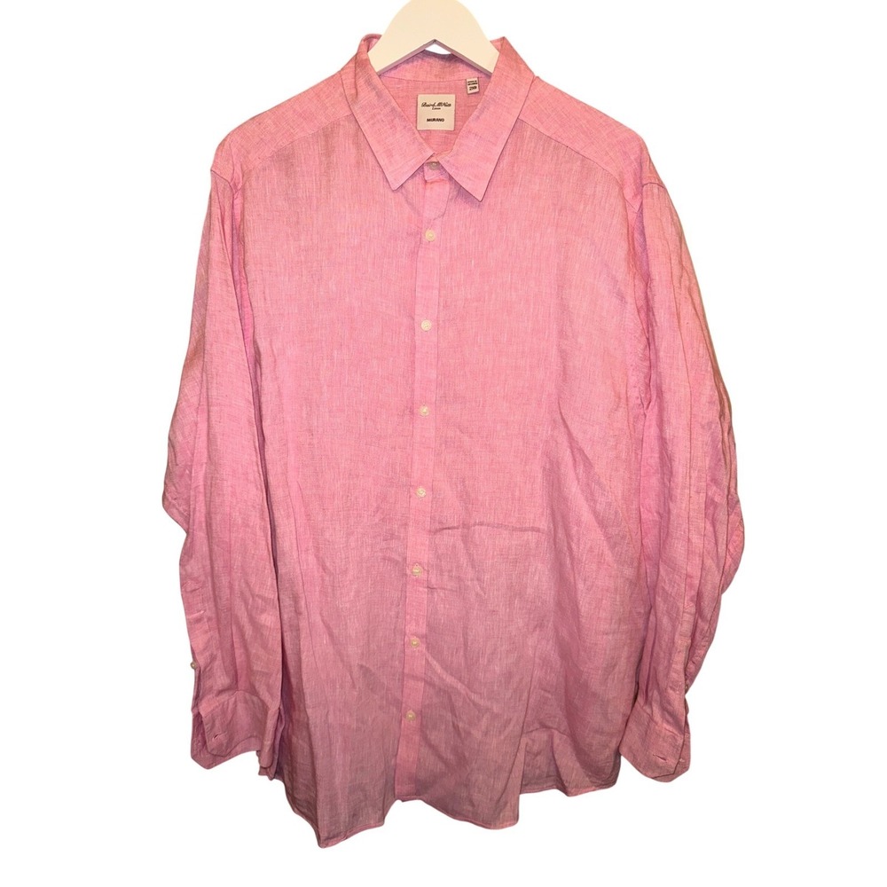 Baird McNutt Linen Murano Mens‎ Pink Long Sleeve Button Down Shirt 2XB